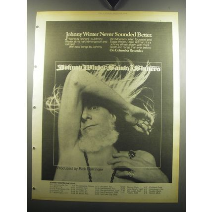 1974 Johnny Winter Saints & Sinners Album Ad - Never Sounded Better