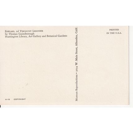 USA Art Postcard - Edward - 2d Viscount Ligonier by Thomas Gainsborough