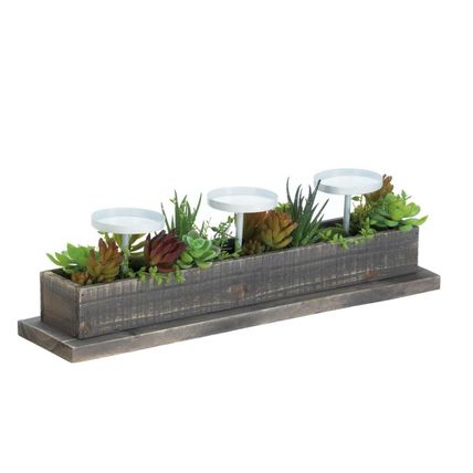 Winter Fall Table Centerpiece Candle Holder Reclaimed Wood Feel Gift
