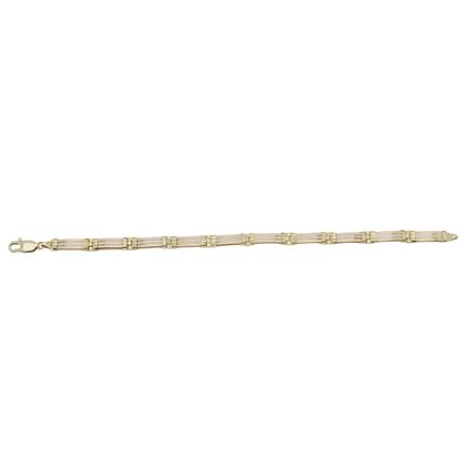 Fancy Link 7.5" Ladies Hand Bracelet Multi Tone Solid Real 14K Gold 12 Gr