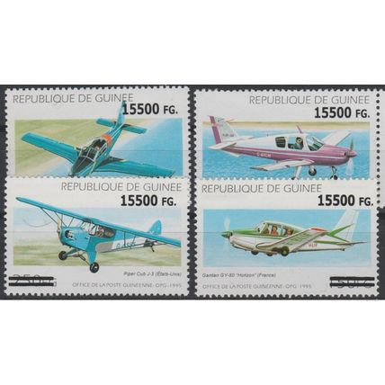 Guinée 2008 Mi. 6331/4 surchargé Avions transport Piper Gardan Valmet Pup-150