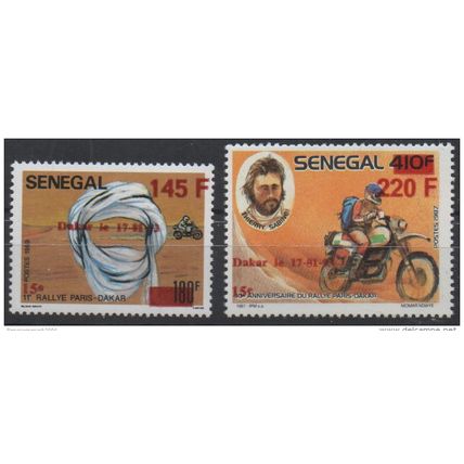 Sénégal 1993 - 15e Rallye Paris-Dakar surchargé 10e & 11e Mi. 1253/4 RARE