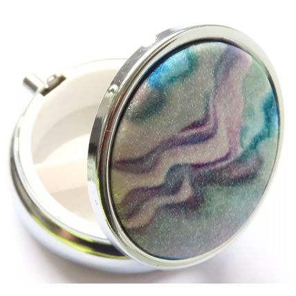 Glitter Pill Box Blue, White, Grey & Purple Swirls Round 2 CM Christmas Gift