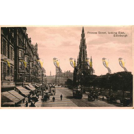 Princes Street Looking East, Edinburgh, RP Valentines Postcard