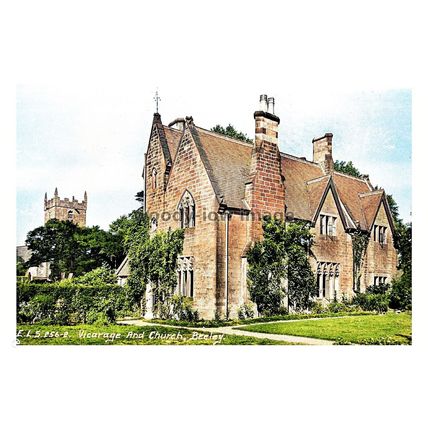 ptc7102 - Derbys' - An early view of the Beeley Vicarage & Church - print 6x4