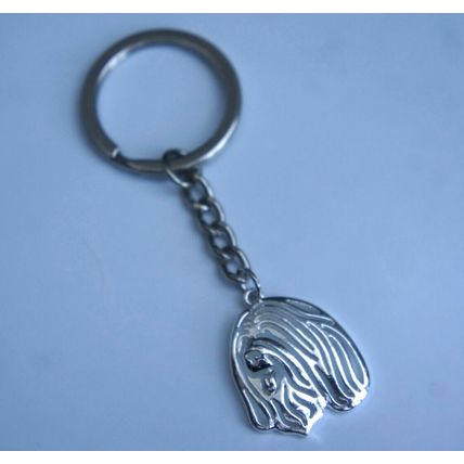 TIBETAN TERRIER METAL KEY RING WITH KEY CHAIN & VELVET GIFT BAG