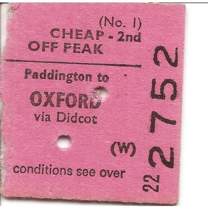 B.R.B. Edmondson Ticket - Paddington to Oxford via Didcot