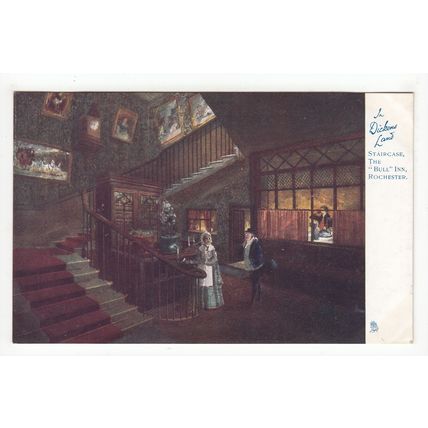 Staircase Bull Inn Rochester Tucks In Dickens Land Art Postcard 1164
