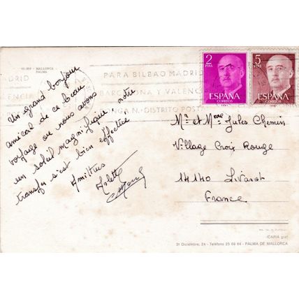 Palma Mallorca Folklore Spain Postcard posted 1975 creased