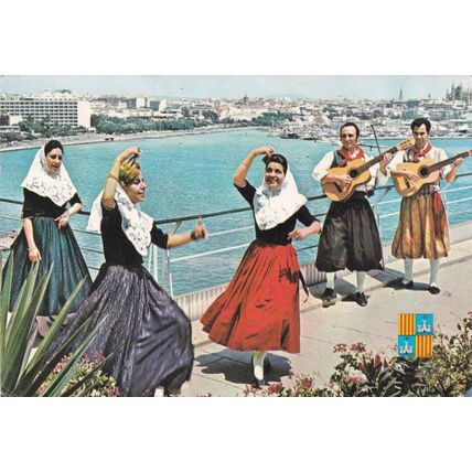 Palma Mallorca Folklore Spain Postcard posted 1975 creased