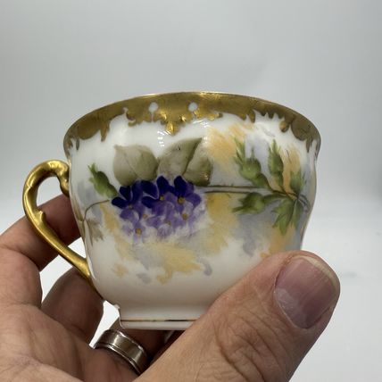 Antique T&V Limoges France Roses Gold Gilt Hand Painted Edwardian Age Tea Cup
