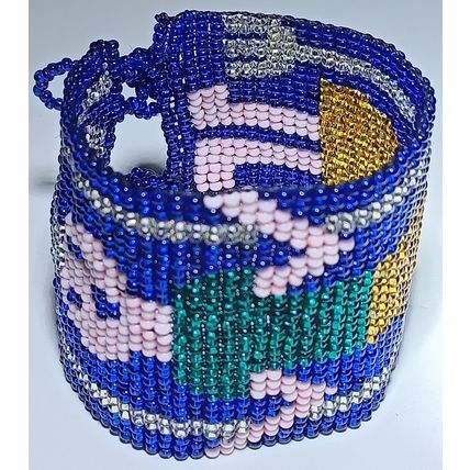 Traditional Huichol Art. Mexico Glass Seed Beads Bracelet. Día de los Muertos 4