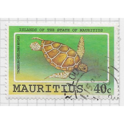 MAURITIUS 1991 SEA GREEN TURTLE 40c USED MARINE LIFE SEA FISH