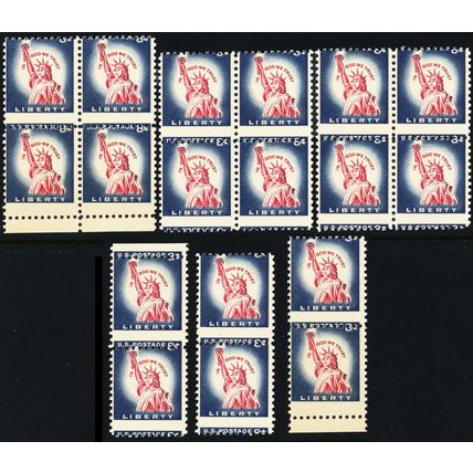 1042, Mint NH 8¢ - Nice Misperf Error Group of Stamps - Stuart Katz