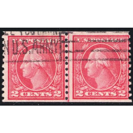 492, Used 2¢ Coil Line Pair SCV $35 - Stuart Katz