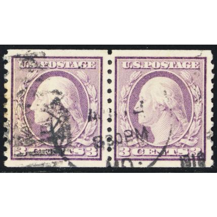 493, Used VF 3¢ Coil Pair - Stuart Katz