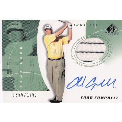 Chad Campbell First Tee SP 2002 Golf Hand Signed Worn PGA Shirt Card
