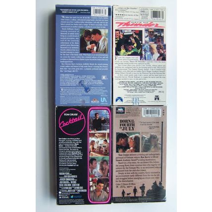 Tom Cruise Rain Man, Days Of Thunder, 4th Of July, Cocktail VHS Video 4 Tape Lot
