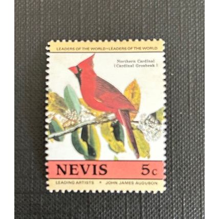 Nevis Stamps. 1985 SG 270 5c Northern Cardinal Unused John J Audubon Bicentenary