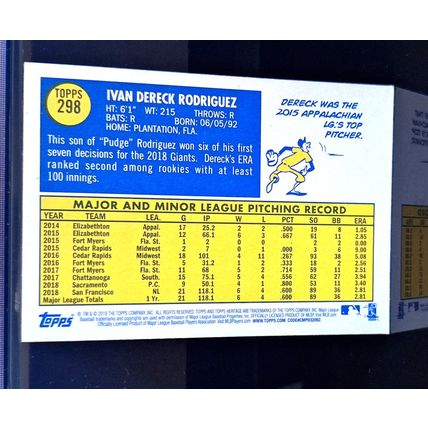 DERECK RODRIQUEZ 2019 TOPPS HERITAGE BASEBALL CARD #298