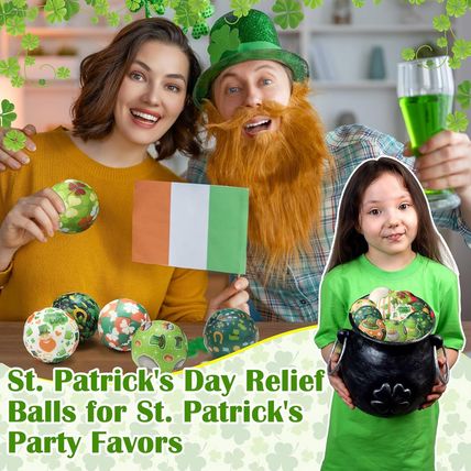 108 Pcs St. Patrick'S Day Stress Balls Bulk Shamrock Clover Green Sport Balls Sq