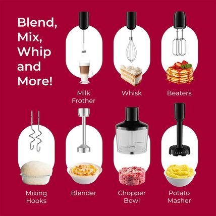Muellerliving Immersion Hand Blender Full Set - 8 Speed Immersion Blender, Hand