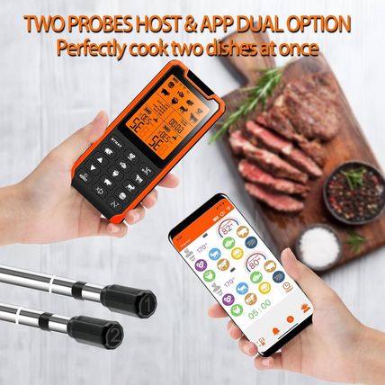 Smart Bluetooth Meat Thermometer - Long Range Wireless Food Thermometer, Digital