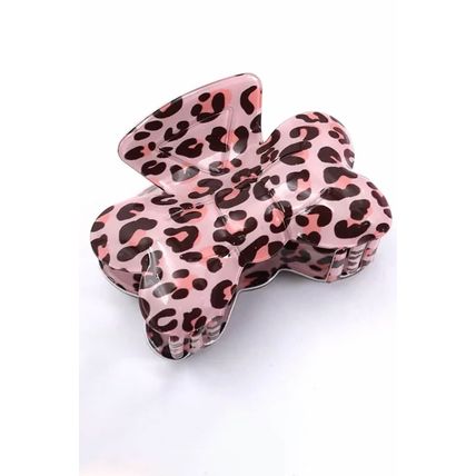 Bright Pink Leopard Print Bowknot Shape Claw Clip