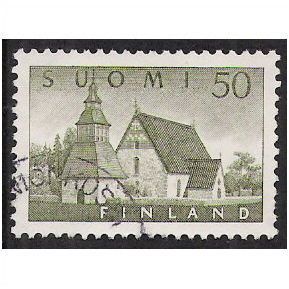 Mi 474: 50 Mk. brown-olive Definitive Stamp: Lammi Church.