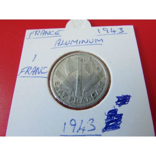 1943 FRANCE ONE FRANC FREE POST. Q