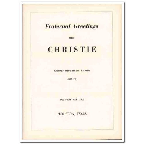 christies seafood steaks 1953 greetings houston restaurant vintage ad