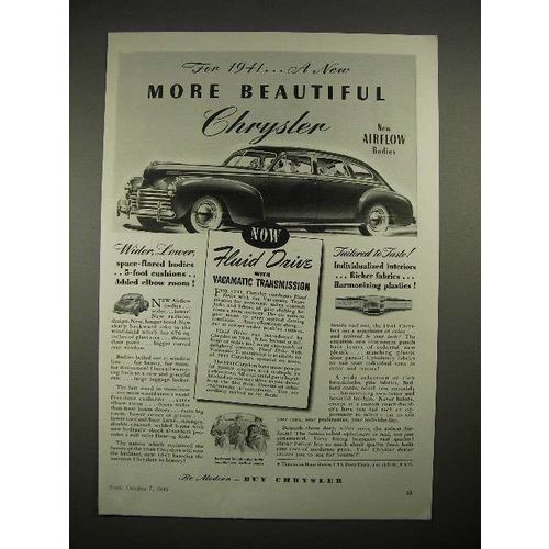 1941 Chrysler Car Ad - More Beautiful!