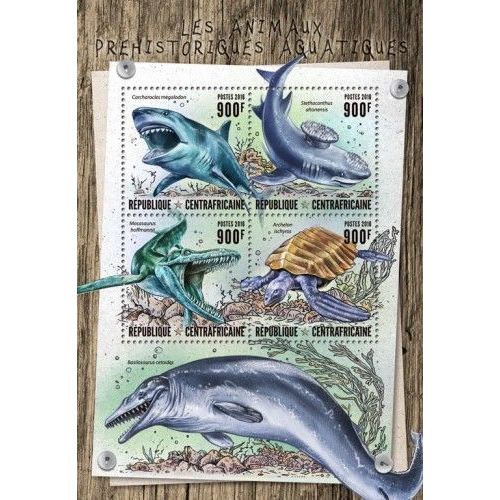 CENTRAL AFRICA 2016 SHEET MNH PREHISTORIC WATER ANIMALS DINOSAURS DINOSAURES 5