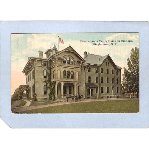 New York Binghamton Susquehanna Valley Home For Orphans w/Horse & Wagon ny~597