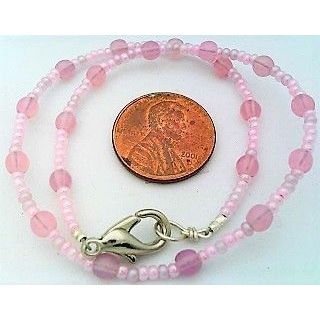 Pink Opal Glass Beaded Anklet Bracelet