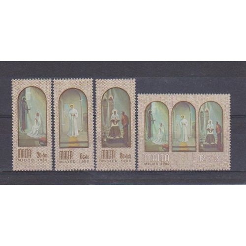Malta.Christmas.Paintings by A.Inglott set of 4.Mounted Mint.Oct16