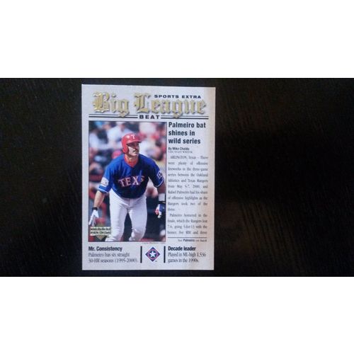 2001 Upper Deck Big League Beat Card # BB20 Rafael Palmeiro Ex (5) Rangers