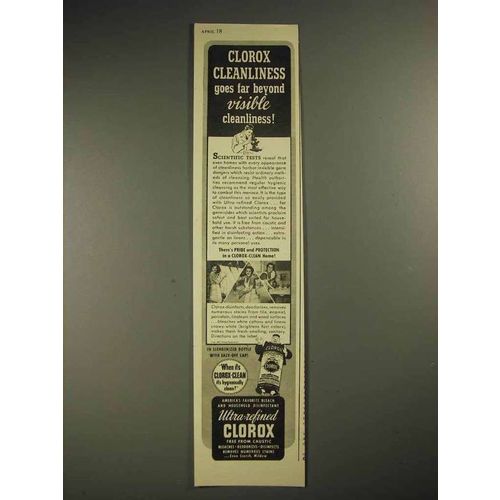 1941 Clorox Bleach Ad - Beyond Visible Cleanliness
