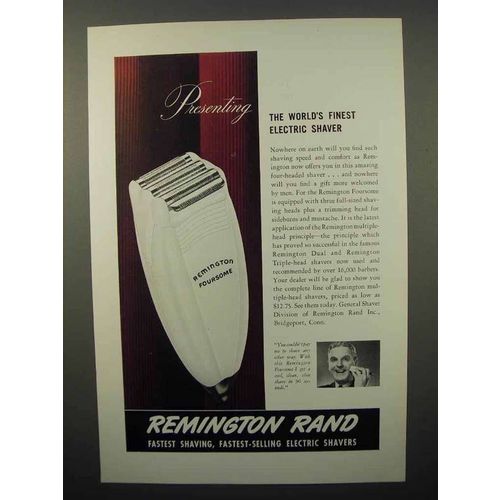 1941 Remington Rand Foursome Electric Shaver Ad