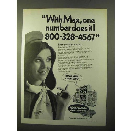 1970 National Car Rental Ad - With Max, One Number