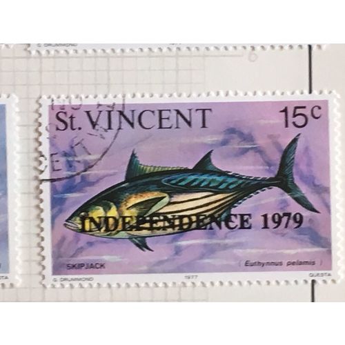 St Vincent 1979 Independence Marine Life 15c Skipjack Tuna Used SG 613 stamp