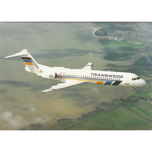 Transwede Fokker F100 Civil Aircraft Postcard (A20189)