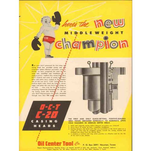 OIL CENTER TOOL COMPANY 1953 new champion casing heads vintage ad