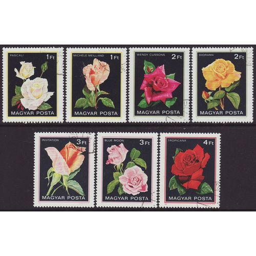 Hungary 1982 SG 3432-8 Used - Flora/Flowers/Roses (E-406)