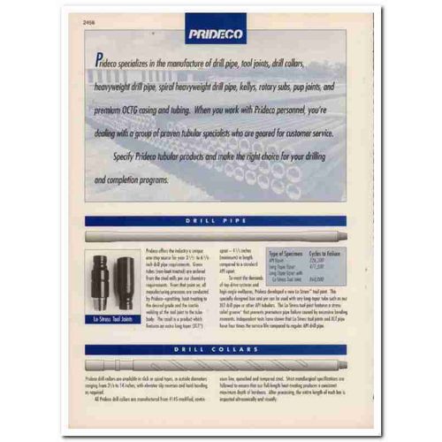 Prideco Inc 1993 Vintage Catalog Oil Field Drill Pipe Collars Kellys