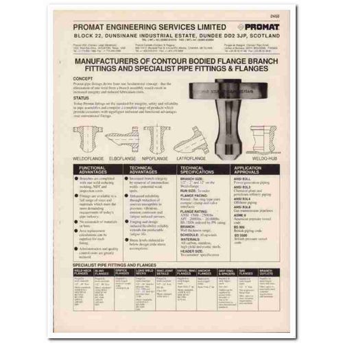 Promat Engineering Services 1993 Vintage Catalog Oil Flange Fittings