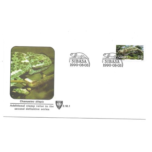 SthAfrica.Venda.SG133 21c Flap-necked Chameleon.First Day Cover.Mar20