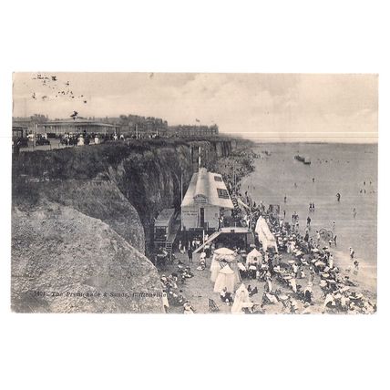 THE PROMENADE & SANDS, CLIFTONVILLE, KENT used antique postcard by Welch 1912 pm