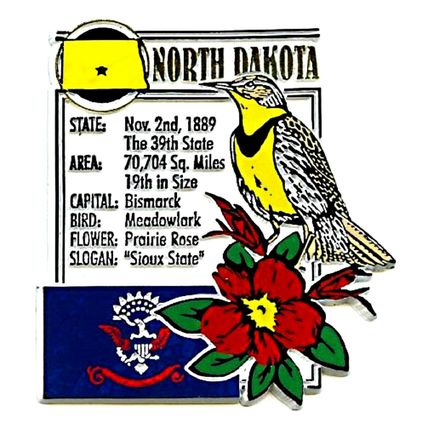 North Dakota the Sioux State Montage Fridge Magnet
