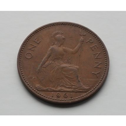 1961 Queen Elizabeth II Totally Uncleaned 1d One Penny with natural Toning